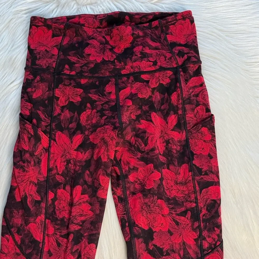 Lululemon Fast & Free 7/8 Tight II Carmine True Red Black